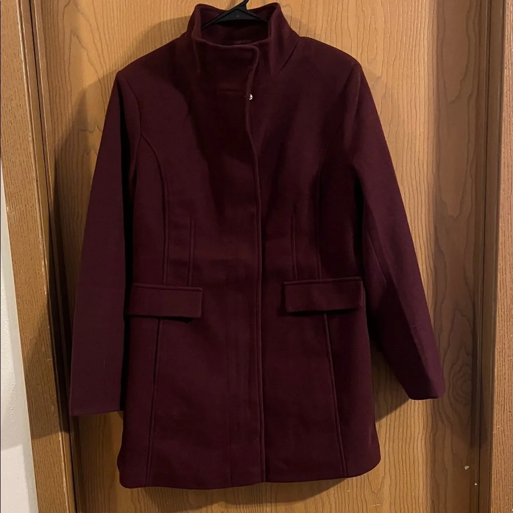 Vince Camuto Women’s Faux Wool Deep Burgundy Pea Coat Medium NEW - Picture 3 of 11